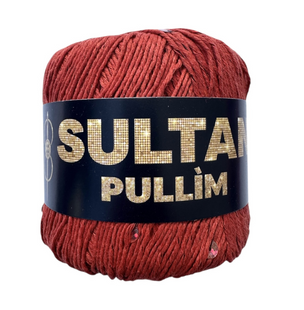 Пряжа Sultan PULLIM (Султан Пуллім) №3506 теракот паєтка в тон, пряжа бавовна з паєткою, нитки для в'язання спицями та гачком 3506 фото