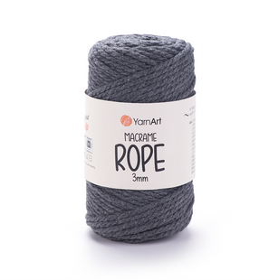 Пряжа YarnArt Macrame Rope 3 мм №758 темно-серый, шнур для плетения макраме 758 фото