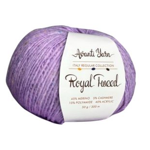 Пряжа Avanti Yarn ROYAL TWEED №622 світла фіалка, пряжа твідова з кашемиром, нитки для в'язання гачком и спицями 622 фото