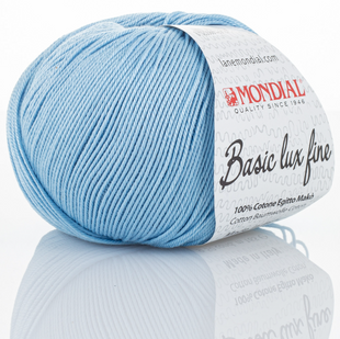 Пряжа Mondial Basic Lux Fine №846 голубой (мерсеризированный хлопок) 165 м, 50 г 846 фото