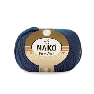 Пряжа Nako Pure Wool №02796 синий, пряжа 100% шерсть, для ручной вязки спицами и крючком 02796 фото
