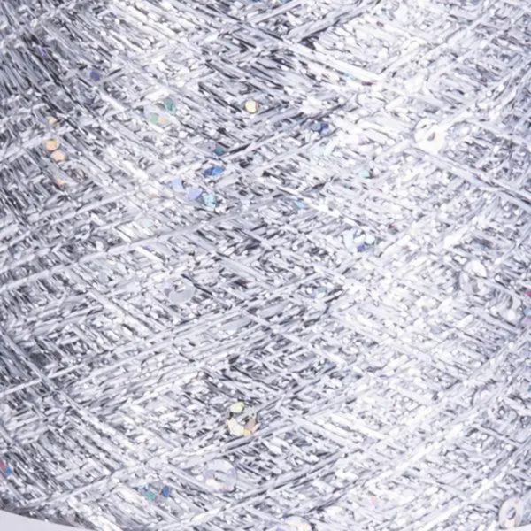 Пряжа Yarnart Paillettes №8001 срібло, люрекс з паєткою нитки для в'язання спицями та гачком спицями та гачком 8001 фото Пряжа Yarnart Paillettes №8001 срібло, люрекс з паєткою нитки для в'язання спицями та гачком спицями та гачком 8001 фото