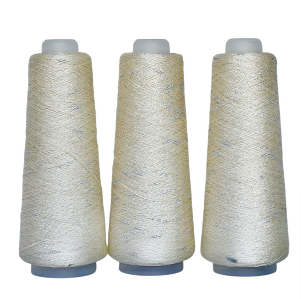 Пряжа Infinity Yarn VISCO KNOT №208 молочный+серебро, пряжа с люрексом, для вязания крючком и спицами 208 фото Пряжа Infinity Yarn VISCO KNOT №208 молочный+серебро, пряжа с люрексом, для вязания крючком и спицами 208 фото