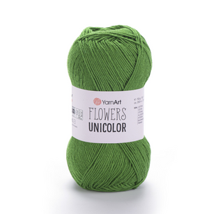 Пряжа YarnArt Flowers Unicolor №759 зелений, бавовна нитки для в'язання спицями та гачком 759 фото