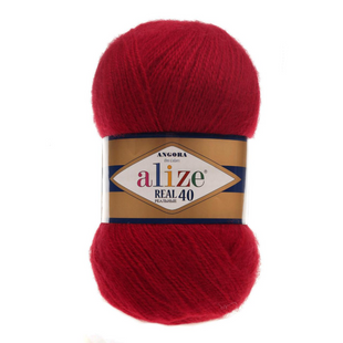Пряжа Alize ANGORA REAL 40 №105 красный, полушерстяная пряжа, для ручной вязки спицами и крючком 105 фото