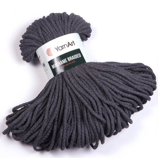 Пряжа Yarnart Macrame Braided №758 графіт, макраме для ручного в'язання спицями та гачком 758 фото