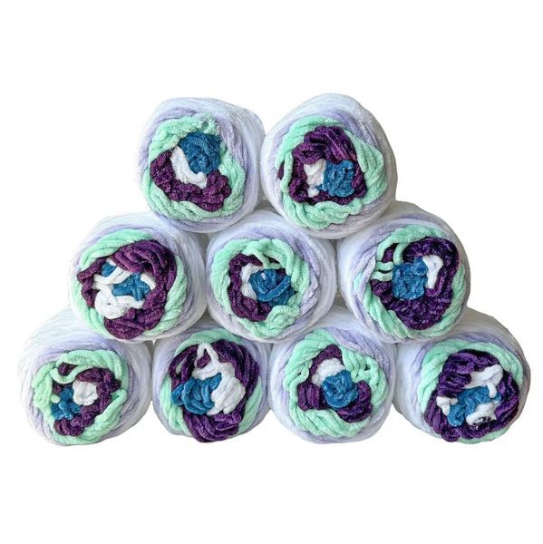 Набір плюшевой пряжі для пледу Purple Yarn (Парпл Ярн) №11, нитки велюр для в'язання спицями і гачком 11 фото