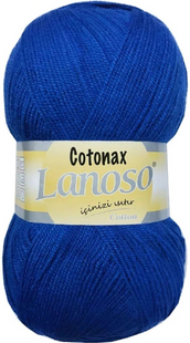Пряжа Lanoso COTONAX №954 яскраво-синій пряжа бавовни з акрилом, для ручного в'язання спицями та гачком 954 фото