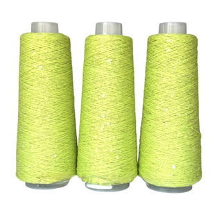 Пряжа Infinity Yarn Поетка на котоне 3 мм №225 лайм + пайетка прозрачная (100% хлопок) 100 г, 800 м 225 фото