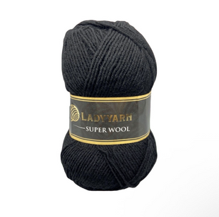 Пряжа Lady Yarn Super Wool №NW024 чорний (напіввовна) 100 г, 260 м NW024 фото