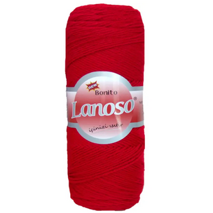 Пряжа Lanoso Bonito (Бонито) №956 красный, полушерстяная нитки для вязания спицами и крючком 956 фото