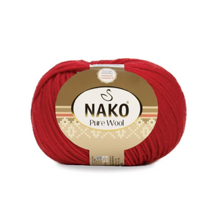 Пряжа Nako Pure Wool №06814 красный, пряжа 100% шерсть, для ручной вязки спицами и крючком 06814 фото