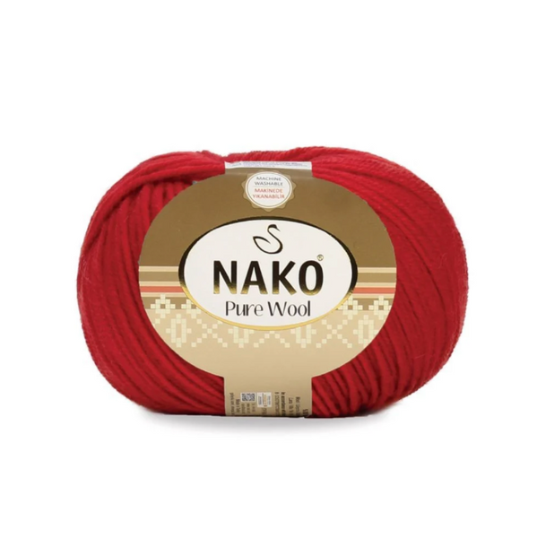 Пряжа Nako Pure Wool №06814 красный, пряжа 100% шерсть, для ручной вязки спицами и крючком 06814 фото Пряжа Nako Pure Wool №06814 красный, пряжа 100% шерсть, для ручной вязки спицами и крючком 06814 фото