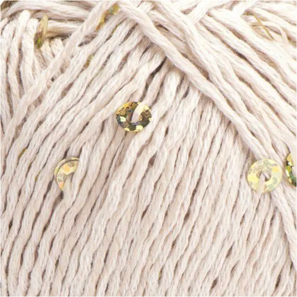 Пряжа Yarnart Cotton Gold Paillettes №7104 беж - хлопок с пайеткой для вязания спицами и крючком 7104 фото