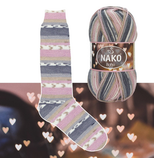 Пряжа Nako Boho Desen №82265 (шкарпеткова пряжа) 100 г, 400 м 82265 фото