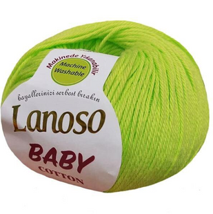 Пряжа Lanoso Baby Cotton (Бейбі Котон) №911 зелена фісташка, 100% бавовна нитки для в'язання спицями і гачком 911 фото