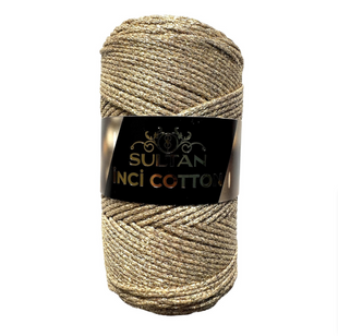 Пряжа Sultan INCI COTTON (Інсі Котон) №403 основа беж люрекс золото 403 фото
