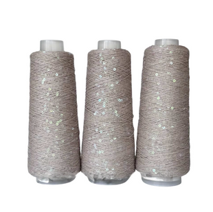 Пряжа Infinity Yarn Поетка на котоне 3 мм №226 пепел + пайетка прозрачная хамелеон (100% хлопок) 100 г, 800 м 226 фото