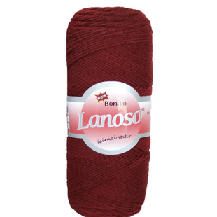 Пряжа Lanoso Bonito (Бонито) №957 бордовый, полушерстяная нитки для вязания спицами и крючком 957 фото
