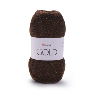 Пряжа YarnArt Gold №9032 коричневый, пряжа акриловая с люрексом, для ручной вязки спицами и крючком 9032 фото