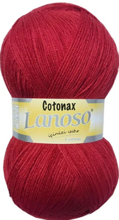 Пряжа Lanoso COTONAX №956 червоний пряжа бавовни з акрилом, для ручного в'язання спицями та гачком 956 фото