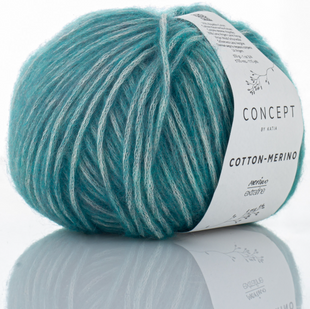 Пряжа Katia Cotton-Merino №140 смарагдово-зелений (бавовна, мериносова вовна) 105 м, 50 г 140 фото