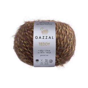 Пряжа Gazzal Teddy № 6541 коричневий колір, 150м/50гр, 40% Superwash мериносова вовна, для ручного в'язання спицями та гачком 6541 фото