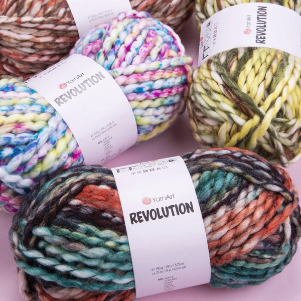 Пряжа YarnArt Revolution №1613, напіввовняна секційнного фарбування нитки для в'язання спицями та гачком 1613 фото Пряжа YarnArt Revolution №1613, напіввовняна секційнного фарбування нитки для в'язання спицями та гачком 1613 фото