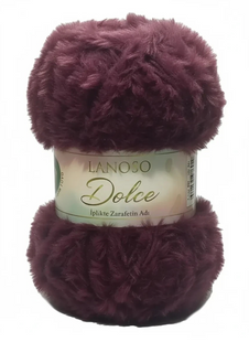 Пряжа Lanoso DOLCE №957 бургунді, пряжа імітація хутра, для ручного в'язання спицями та гачком 957 фото