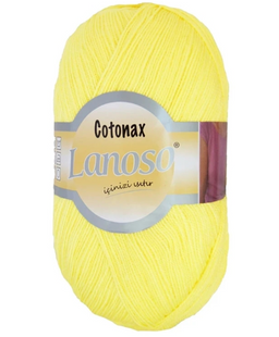 Пряжа Lanoso COTONAX №914 жовтий пряжа бавовни з акрилом, для ручного в'язання спицями та гачком 914 фото