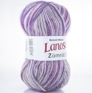 Пряжа Lanoso ZUMRUT Delux (Зумрут Делюкс) №7134 сірий-беж-орхідея (Пряжа мохер, нитки для в'язання) 7134 фото
