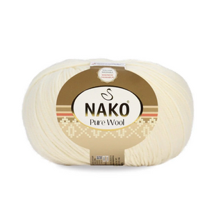 Пряжа Nako Pure Wool №02378 вершковий, пряжа 100% вовна, для ручного в'язання спицями та гачком 02378 фото