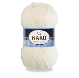 Пряжа Nako Sport Wool №300 молочный (шерсть с акрилом) 100 г, 120 м 300 фото