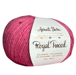 Пряжа Avanti Yarn ROYAL TWEED №606 яскраво-рожевий, пряжа твідова з кашемиром, нитки для в'язання гачком и спицями 606 фото