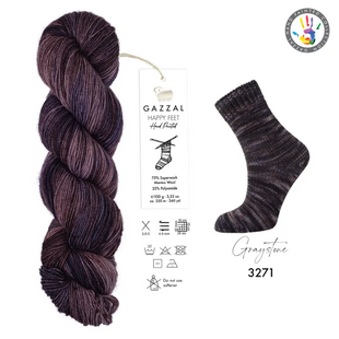 Пряжа Gazzal Happy Feet № 3271, 330м/100гр, 75 % Superwash шерсть мериноса, для ручной вязки спицами и крючком 3271 фото