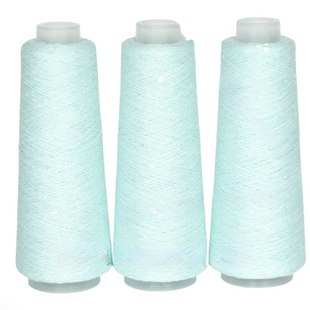 Пряжа Infinity Yarn Поетка на котоне 3 мм №065 ментоловый + прозрачная пайетка (100% хлопок) 100 г, 800 м 065 фото