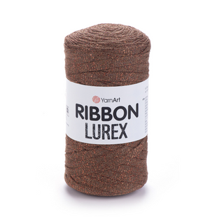 Пряжа YarnArt Ribbon Lurex №742 коричневий, з люрексом для в'язання спицями та гачком 742 фото