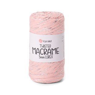 Пряжа Yarnart TWISTED MACRAME 3 мм LUREX №767 персиковий люрекс срібло, нитки для макраме 767 фото