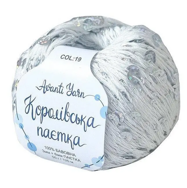 Пряжа Avanti Yarn Королевская Паетка 3+6 мм №19 белый паетка голограмма на хлопковой основе для вязания спицами и крючком 19 фото Пряжа Avanti Yarn Королевская Паетка 3+6 мм №19 белый паетка голограмма на хлопковой основе для вязания спицами и крючком 19 фото