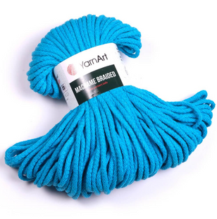 Пряжа Yarnart Macrame Braided №763 лазурний, макраме для ручного в'язання спицями та гачком 763 фото