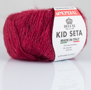 Пряжа Mondial Kid Seta №808 бордо (кід мохер, шовк) 210 м, 25 г 808 фото
