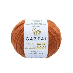Пряжа Gazzal Baby Wool XL №841 терракот цвет, 100м/50гр, 40% шерсть мериноса, для ручной вязки спицами и крючком 841-XL фото