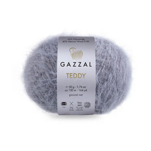 Пряжа Gazzal Teddy № 6532 сірий колір, 150м/50гр, 40% Superwash мериносова вовна, для ручного в'язання спицями та гачком 6532 фото