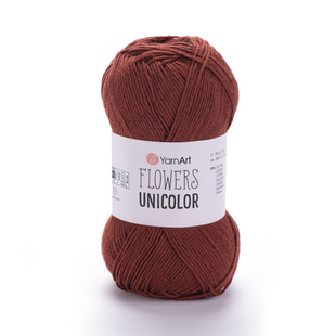 Пряжа YarnArt Flowers Unicolor №764 теракот-коричневий, бавовна нитки для в'язання спицями та гачком 764 фото