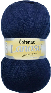 Пряжа Lanoso COTONAX №958 темно-синій пряжа бавовни з акрилом, для ручного в'язання спицями та гачком 958 фото
