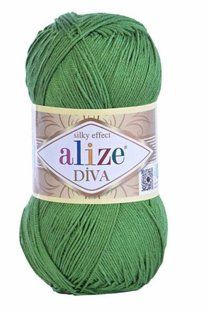 Пряжа Alize Diva (Ализе Дива) №442 зеленый, микрофибра, нитки для вязания 442 фото