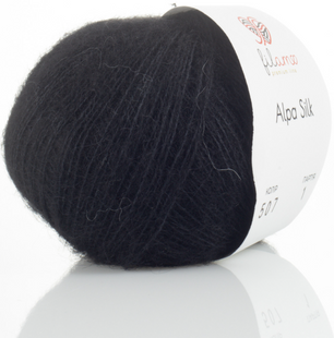 Пряжа Filamo ALPA SILK 25 №507 чорний, пряжа альпака з шовком, для ручного в'язання спицями та гачком 507 фото
