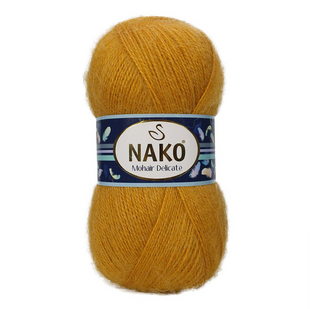 Пряжа Nako Mohair Delicate №10129 охра (полушерсть) 100 г, 500 м 10129 фото