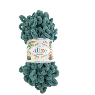 Пряжа Alize Puffy (Пуффі) №148 зелений, плюшева нитки для в'язання руками 148 фото