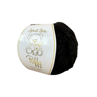 Пряжа Avanti Yarn Puffy (Пуффі) №801 чорний, велюр (плюшева) нитки для в'язання спицями та гачком 801 фото